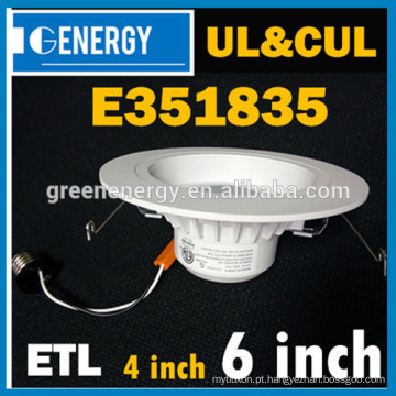 Canadá mercados ETL UL 4 polegadas &amp; 6 polegadas LED down light E26 dimmable down light led
